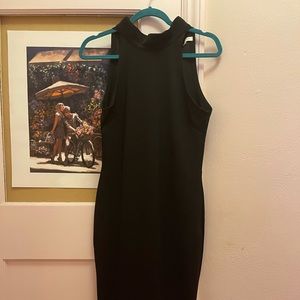 Black midi halter dress with unique back cut-out